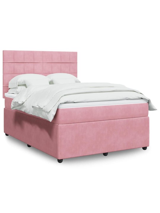 Box spring postel s matrací růžová 140x190 cm samet