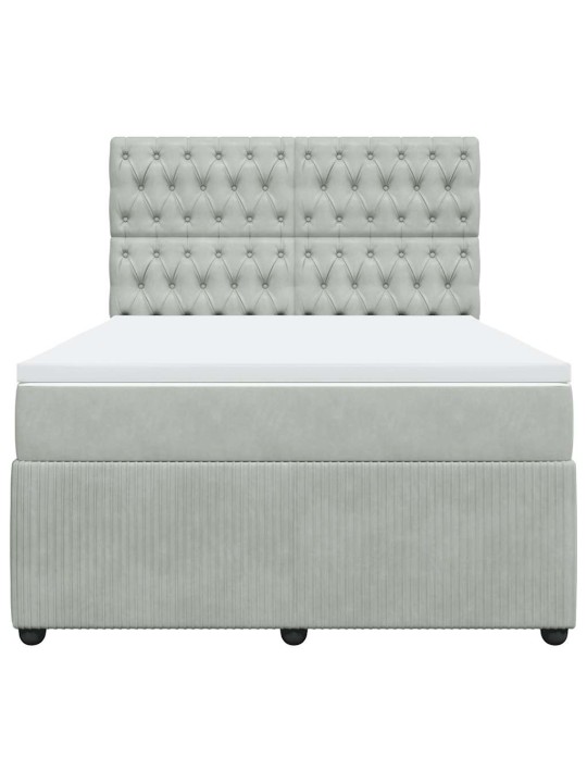 Box spring postel s matrací světle šedá 140x190 cm samet