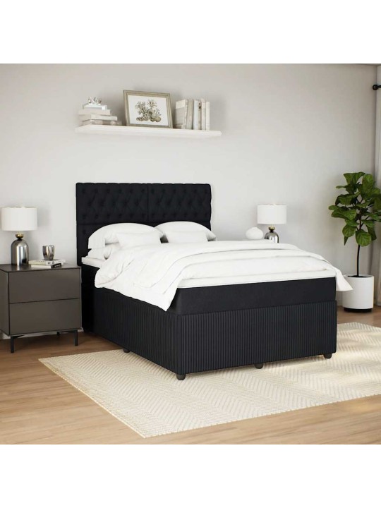 Box spring postel s matrací černá 140 x 190 cm samet