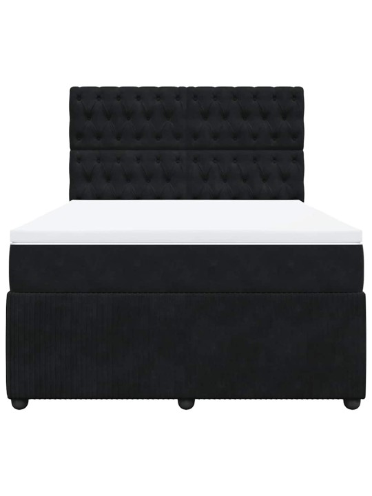 Box spring postel s matrací černá 140 x 190 cm samet
