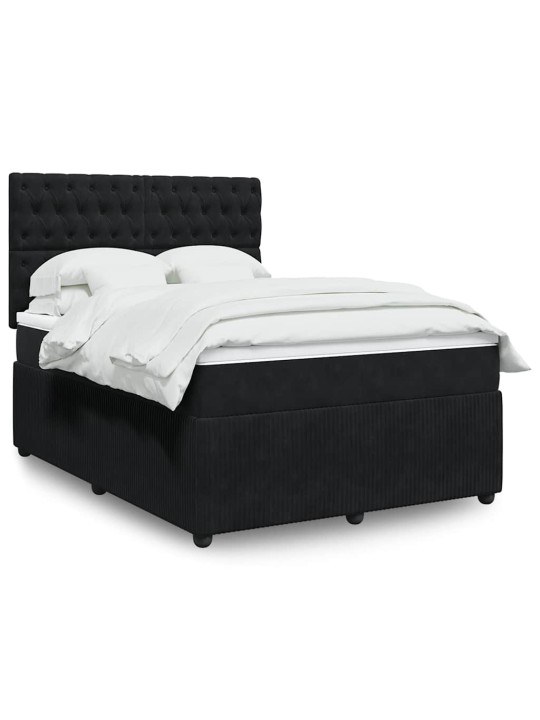 Box spring postel s matrací černá 140 x 190 cm samet