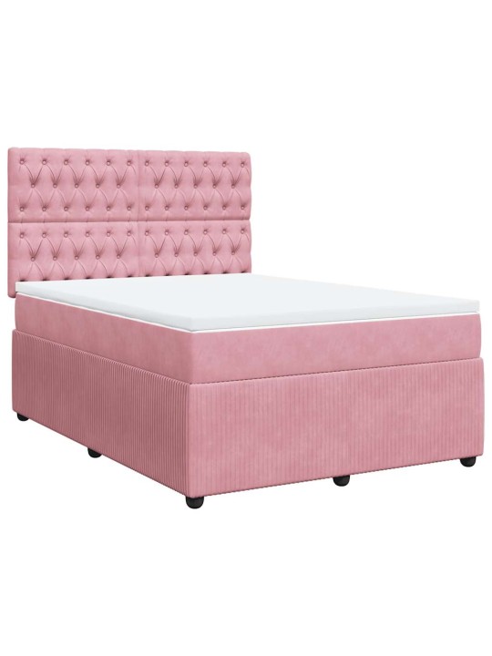 Box spring postel s matrací růžová 140x190 cm samet