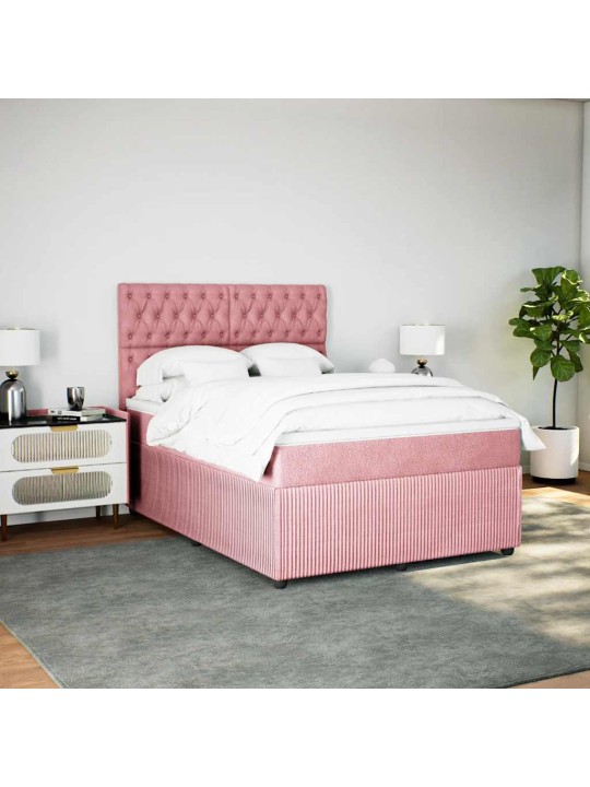 Box spring postel s matrací růžová 140x190 cm samet