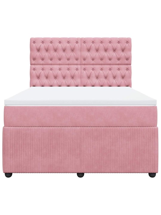 Box spring postel s matrací růžová 140x190 cm samet