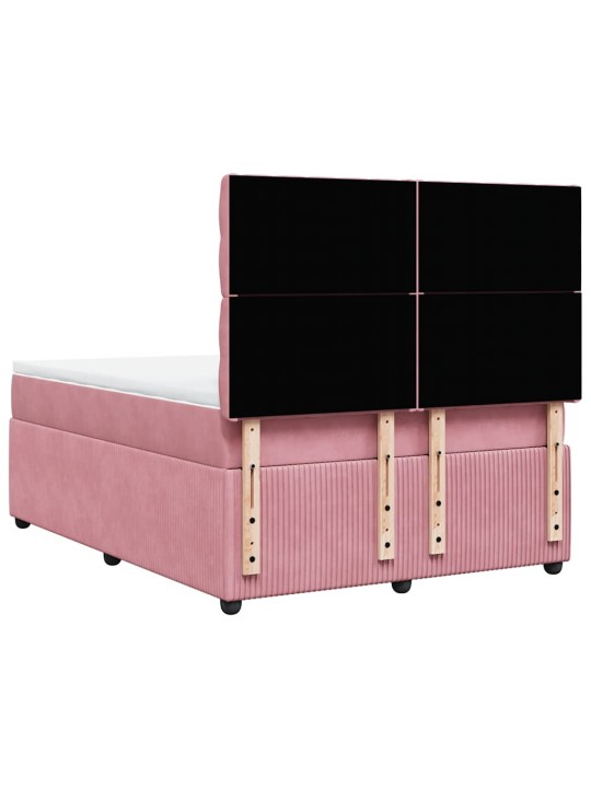 Box spring postel s matrací růžová 140x190 cm samet