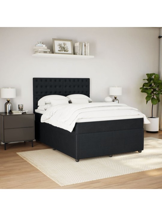 Box spring postel s matrací černá 140 x 190 cm samet