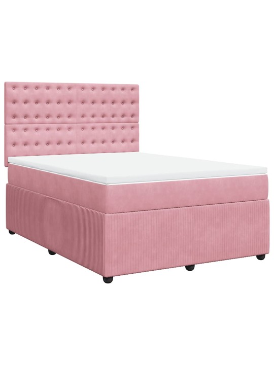 Box spring postel s matrací růžová 140x190 cm samet