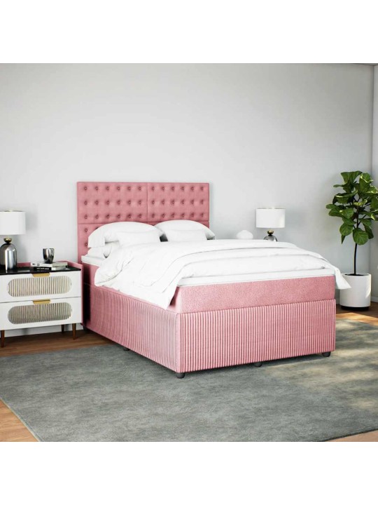 Box spring postel s matrací růžová 140x190 cm samet