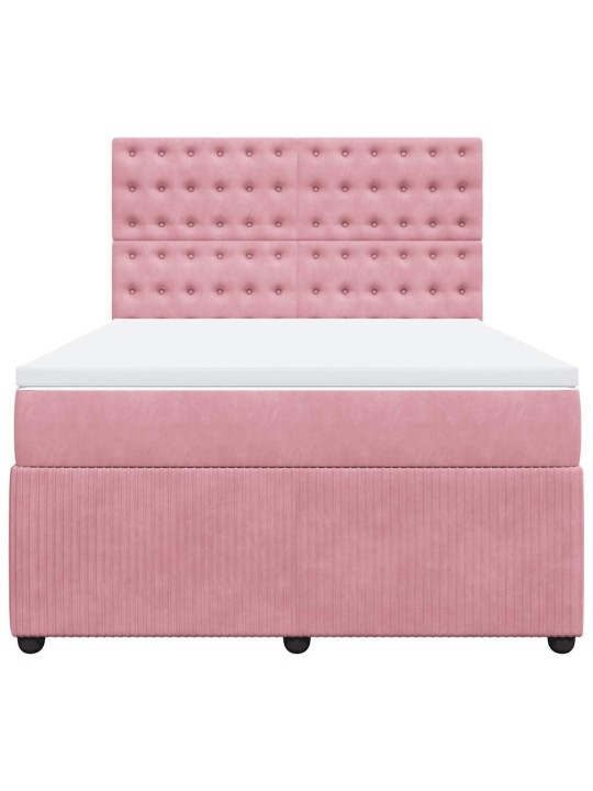 Box spring postel s matrací růžová 140x190 cm samet