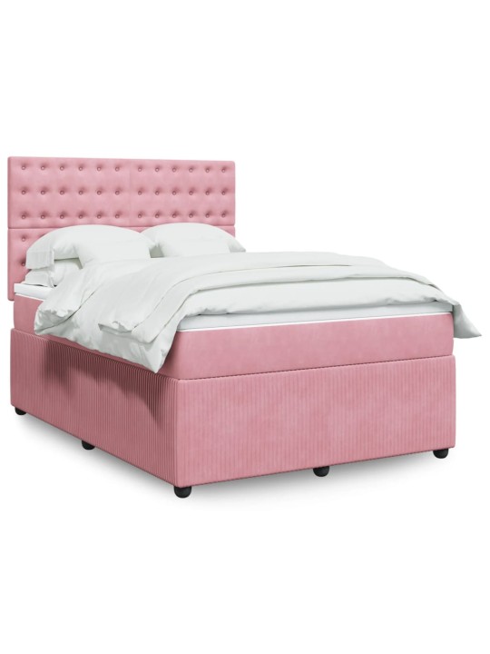 Box spring postel s matrací růžová 140x190 cm samet