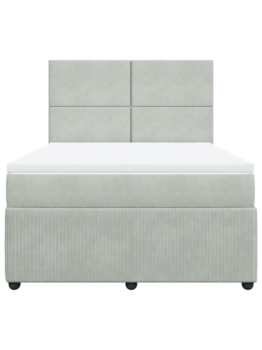 Box spring postel s matrací světle šedá 140x200 cm samet