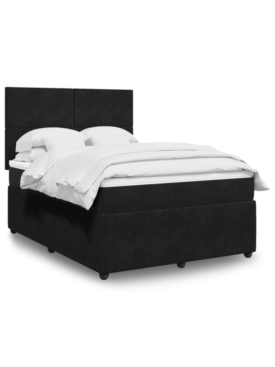 Box spring postel s matrací černá 140x200 cm samet