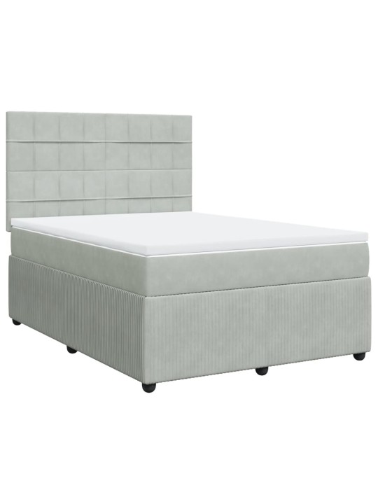 Box spring postel s matrací světle šedá 140x200 cm samet