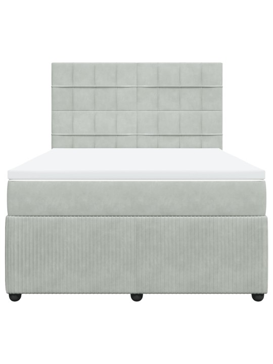 Box spring postel s matrací světle šedá 140x200 cm samet
