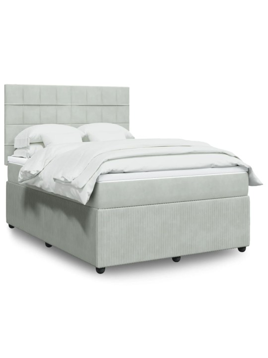 Box spring postel s matrací světle šedá 140x200 cm samet