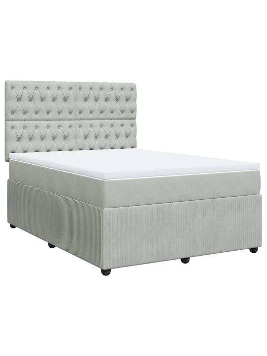 Box spring postel s matrací světle šedá 140x200 cm samet
