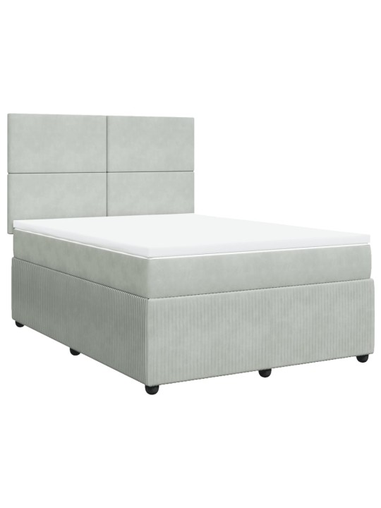 Box spring postel s matrací světle šedá 160x200 cm samet