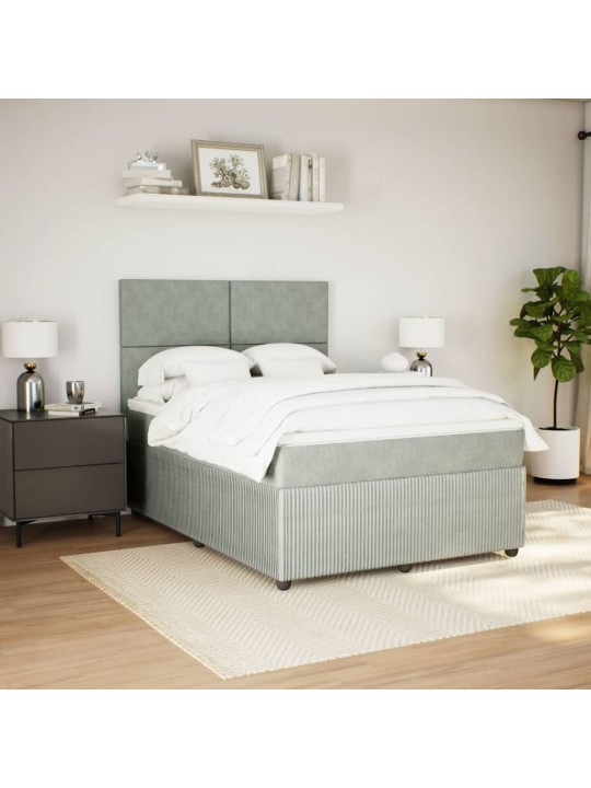 Box spring postel s matrací světle šedá 160x200 cm samet