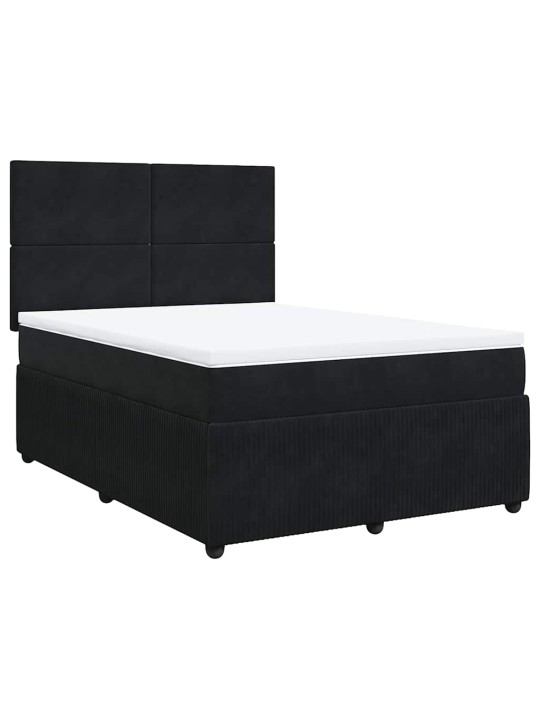 Box spring postel s matrací černá 160x200 cm samet