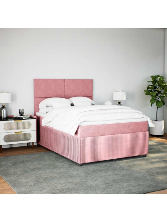 Box spring postel s matrací růžová 160x200 cm samet