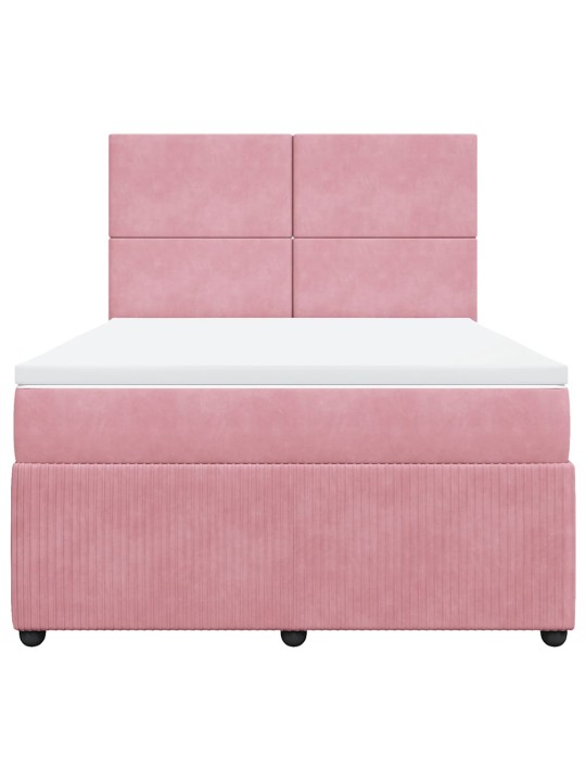 Box spring postel s matrací růžová 160x200 cm samet