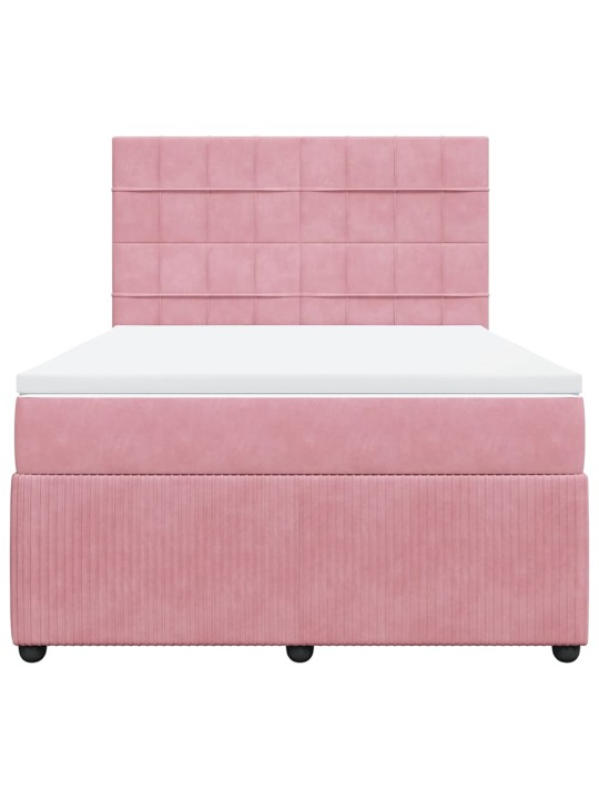 Box spring postel s matrací růžová 160x200 cm samet