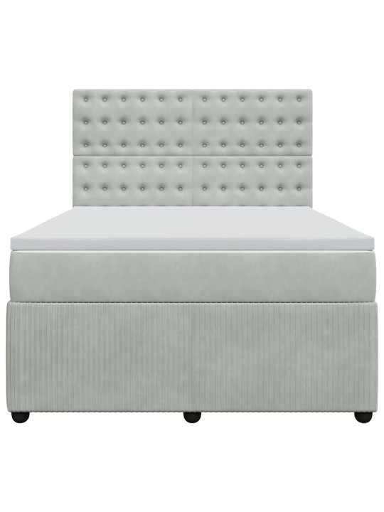 Box spring postel s matrací světle šedá 160x200 cm samet
