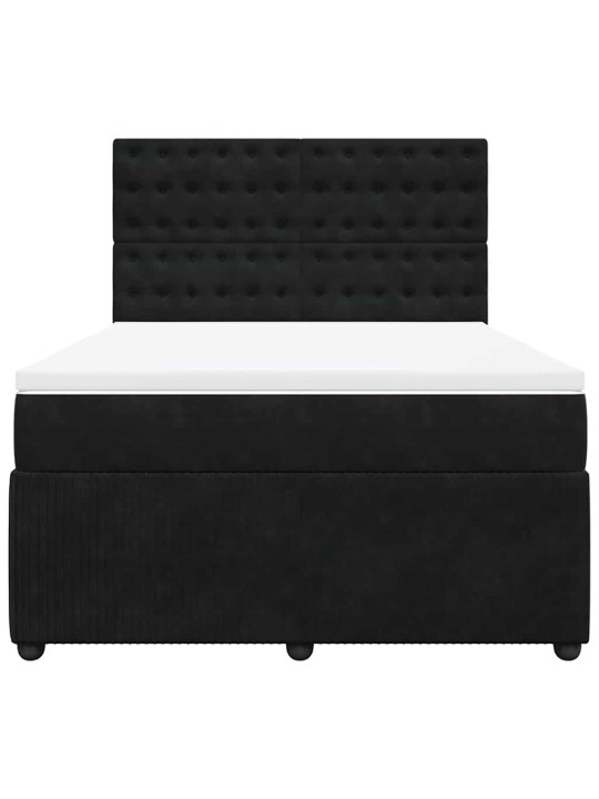 Box spring postel s matrací černá 160x200 cm samet