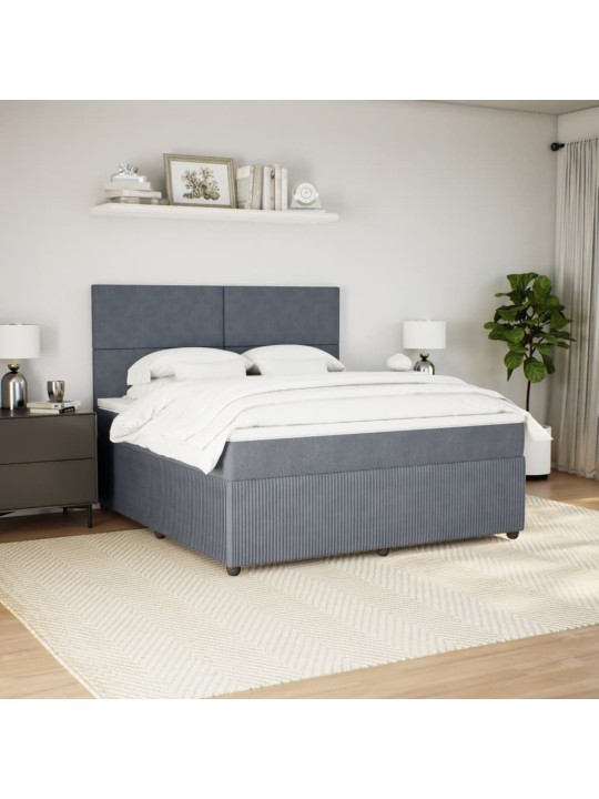 Box spring postel s matrací tmavě šedá 180x200 cm samet