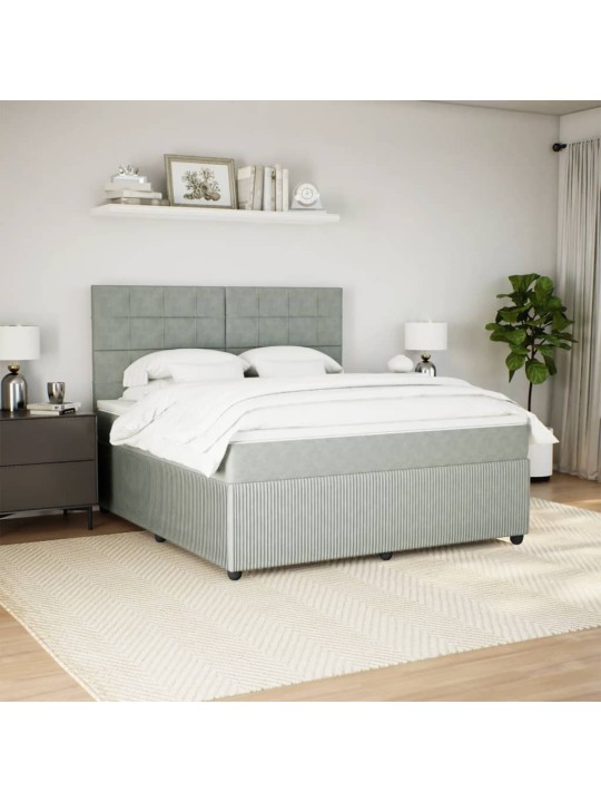 Box spring postel s matrací světle šedá 180x200 cm samet