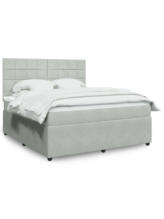 Box spring postel s matrací světle šedá 180x200 cm samet