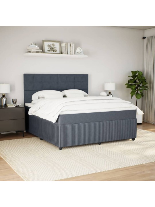 Box spring postel s matrací tmavě šedá 180x200 cm samet