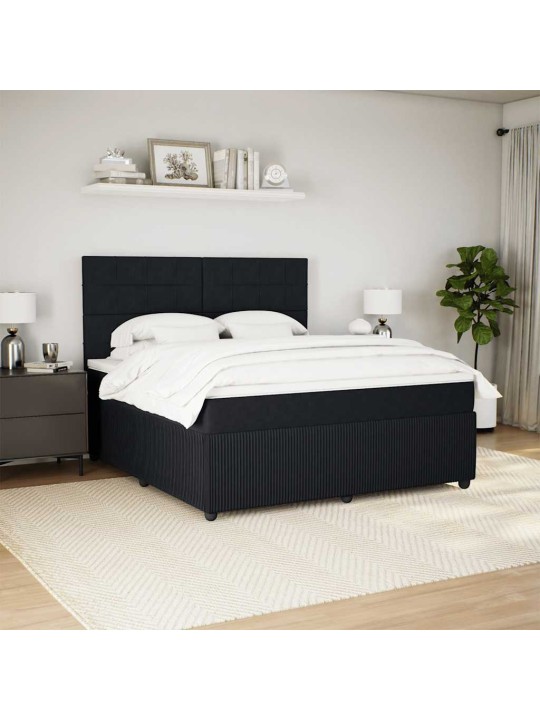 Box spring postel s matrací černá 180x200 cm samet