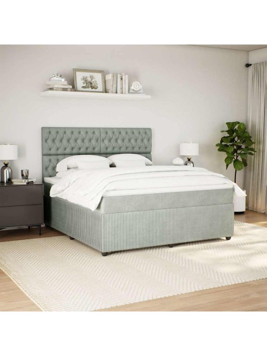 Box spring postel s matrací světle šedá 180x200 cm samet
