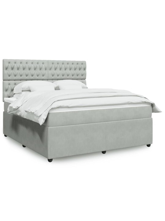 Box spring postel s matrací světle šedá 180x200 cm samet