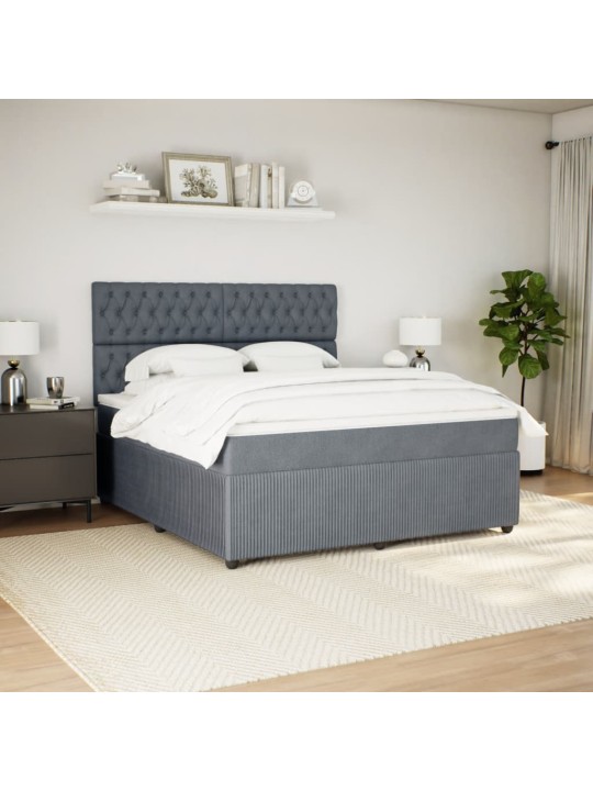 Box spring postel s matrací tmavě šedá 180x200 cm samet