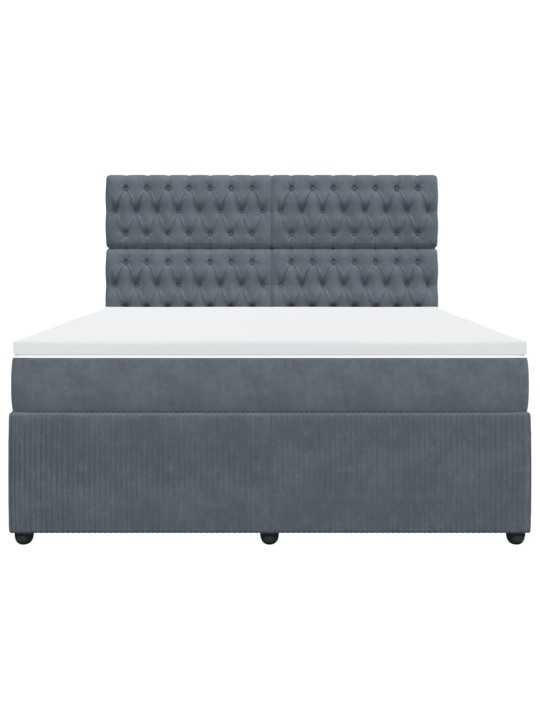 Box spring postel s matrací tmavě šedá 180x200 cm samet
