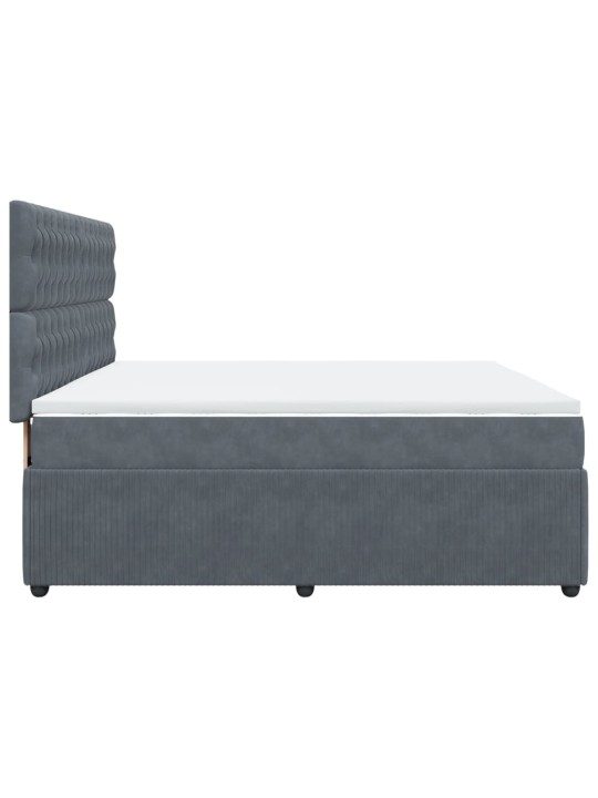 Box spring postel s matrací tmavě šedá 180x200 cm samet