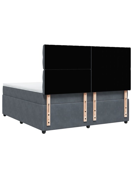 Box spring postel s matrací tmavě šedá 180x200 cm samet