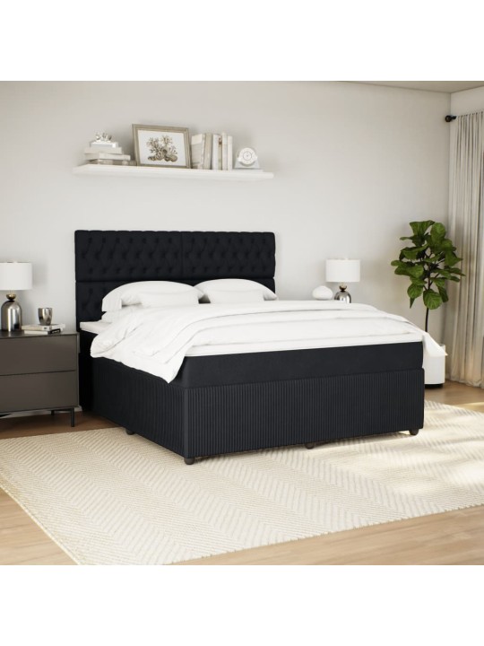 Box spring postel s matrací černá 180x200 cm samet