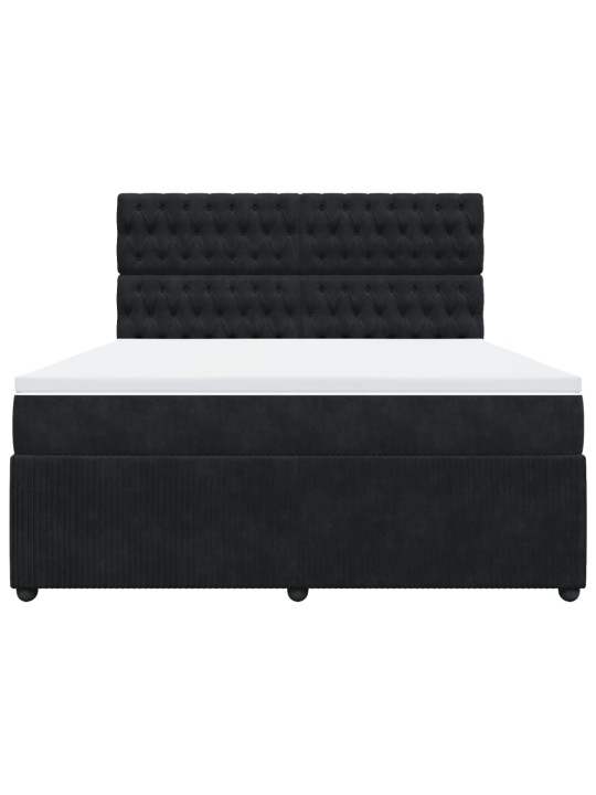 Box spring postel s matrací černá 180x200 cm samet