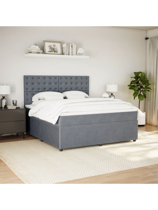 Box spring postel s matrací tmavě šedá 180x200 cm samet