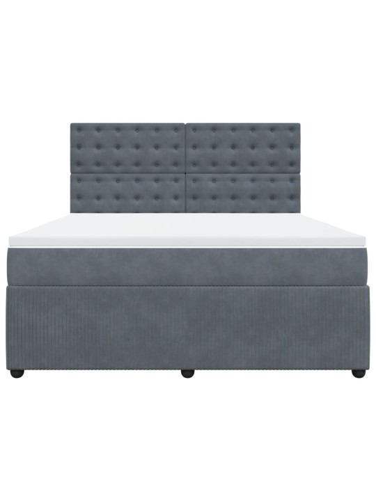 Box spring postel s matrací tmavě šedá 180x200 cm samet