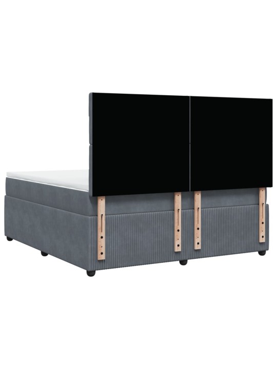 Box spring postel s matrací tmavě šedá 180x200 cm samet