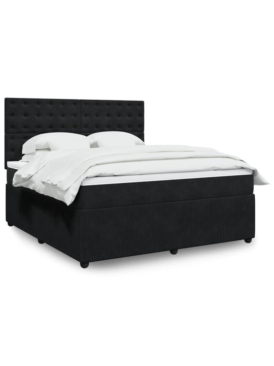 Box spring postel s matrací černá 180x200 cm samet