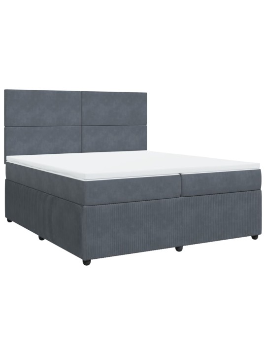 Box spring postel s matrací tmavě šedá 200x200 cm samet