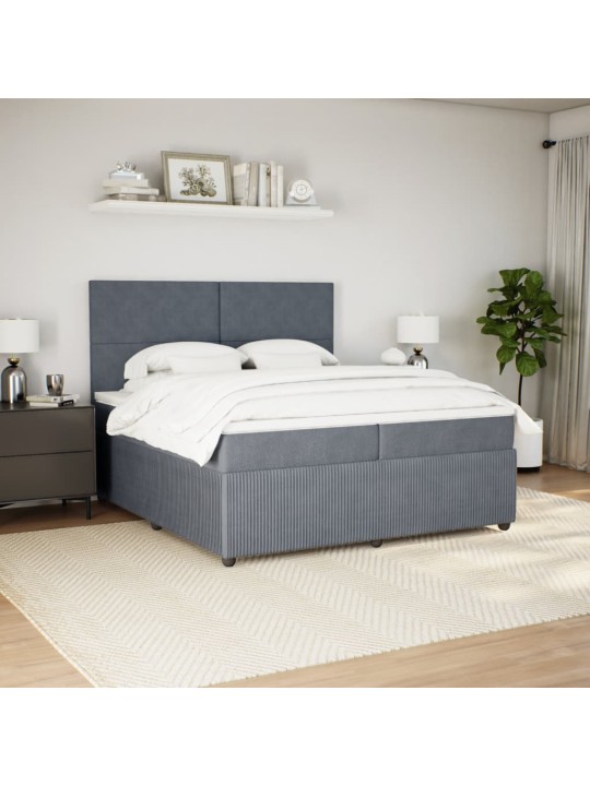 Box spring postel s matrací tmavě šedá 200x200 cm samet