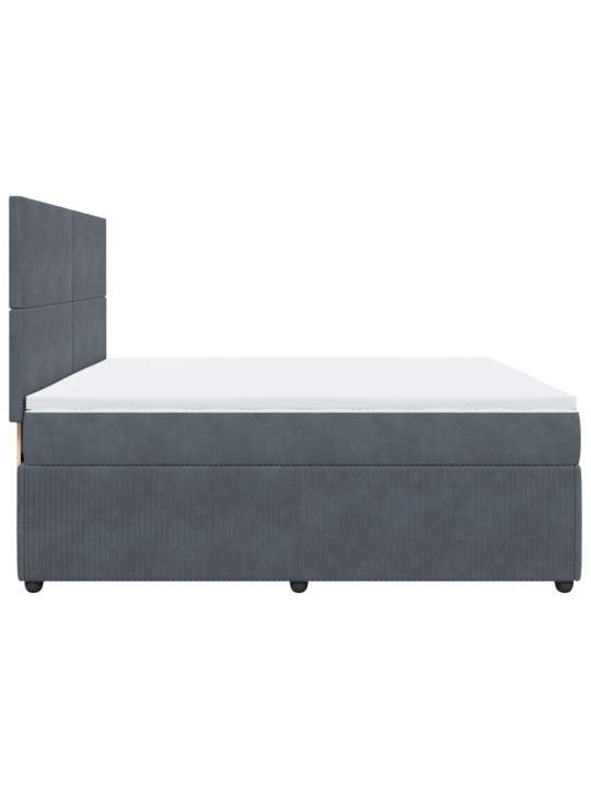 Box spring postel s matrací tmavě šedá 200x200 cm samet