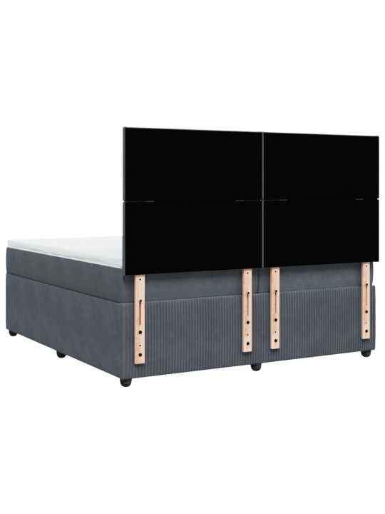 Box spring postel s matrací tmavě šedá 200x200 cm samet