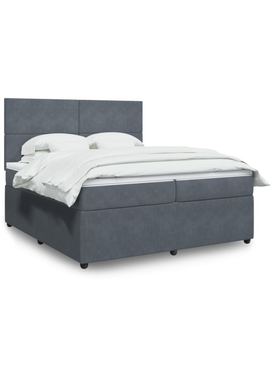 Box spring postel s matrací tmavě šedá 200x200 cm samet